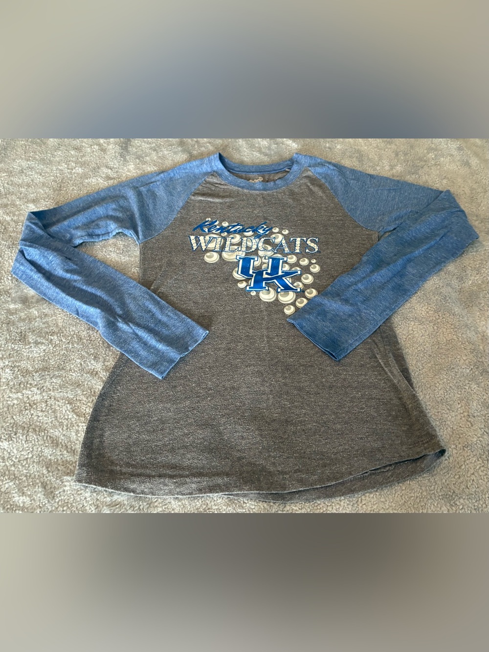 Kentucky Wildcats Girls' Raglan Long Sleeve Tee - Blue & Gray Size Large (14)